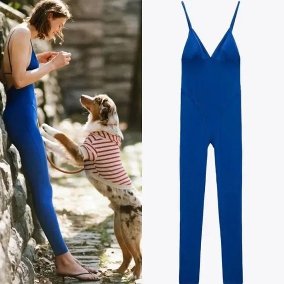 Zara royal blue long onesie jumpsuit - Picture 2 of 8